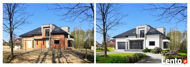 Projekt elewacji domu, wizualizacja na zdjęciu