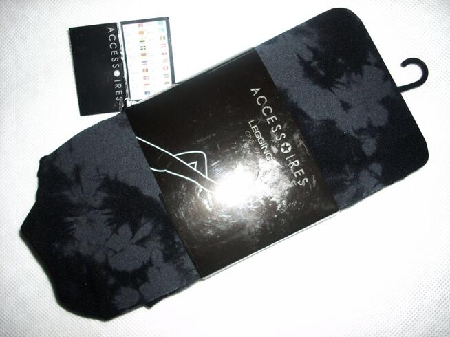 New Yorker Legginsy Grafitowo Czarne Maziaje NOWE S/M