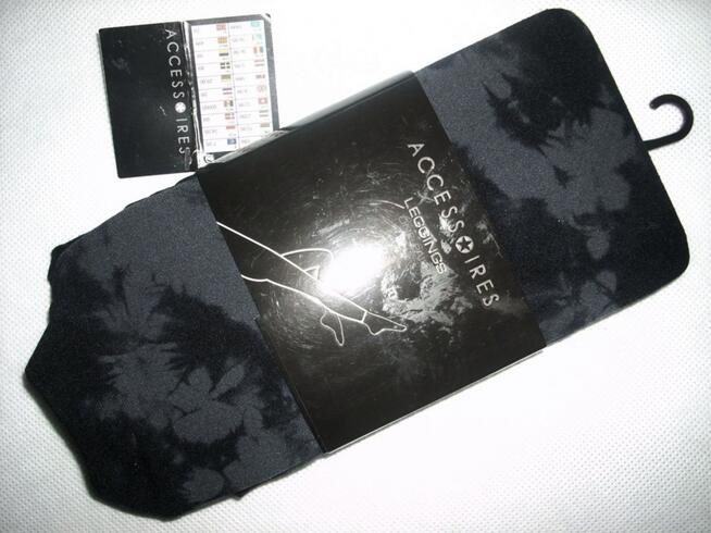 New Yorker Legginsy Grafitowo Czarne Maziaje NOWE S/M