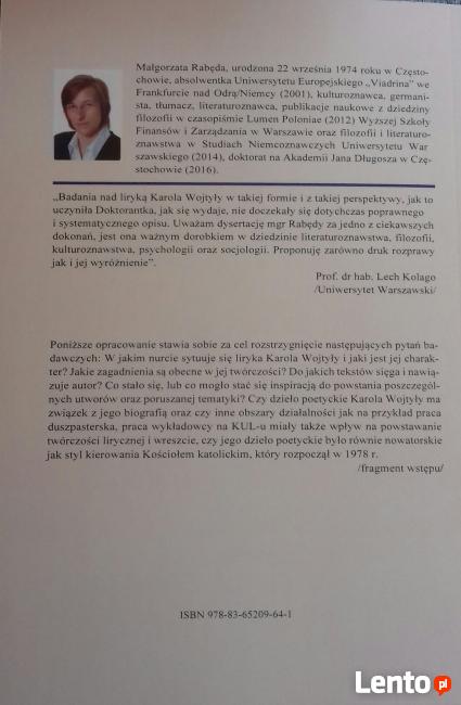 Małgorzata Rabęda Liryka Karola Wojtyły lat 1938-1978...