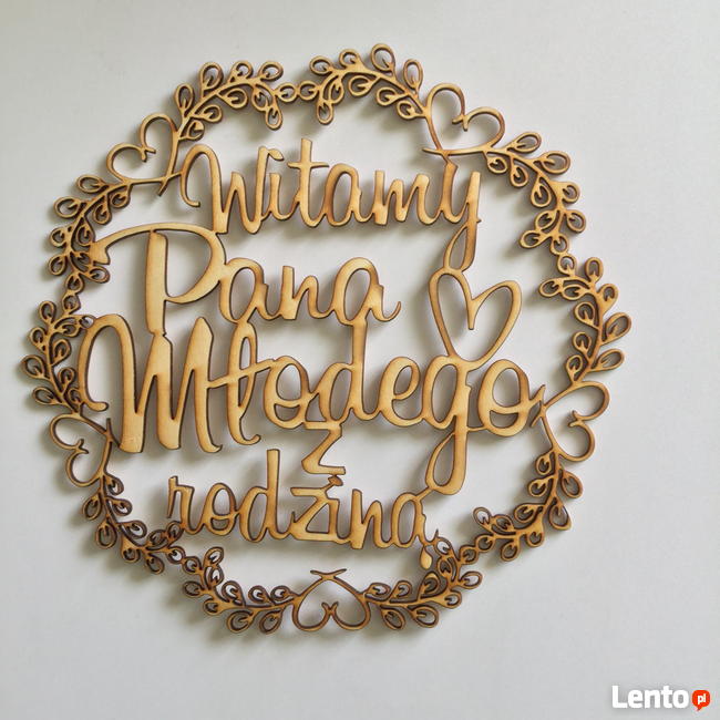 obserwuj Wianek ze sklejki - Witamy Pana Młodego z rodziną