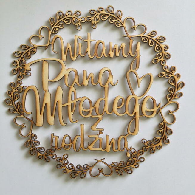 obserwuj Wianek ze sklejki - Witamy Pana Młodego z rodziną