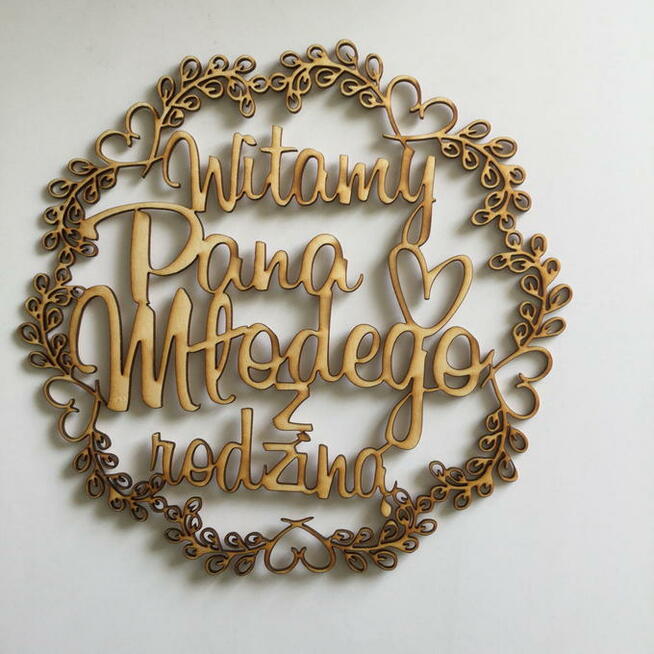 obserwuj Wianek ze sklejki - Witamy Pana Młodego z rodziną