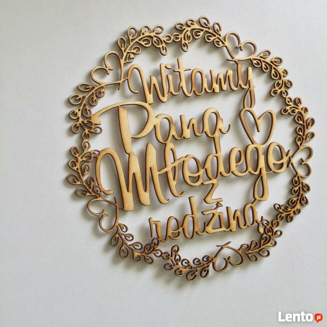 obserwuj Wianek ze sklejki - Witamy Pana Młodego z rodziną