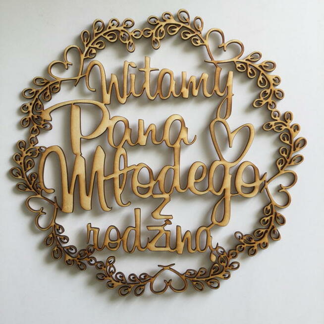 obserwuj Wianek ze sklejki - Witamy Pana Młodego z rodziną