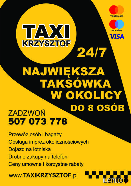 Taxi Zator, Energylandia - do 8 osób, 24/7 • 507 073 778