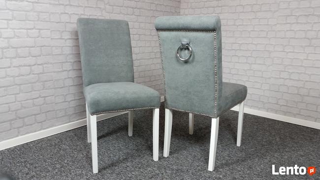 Krzesło tapicerowane z kołatką pinezkami pikowane nowe