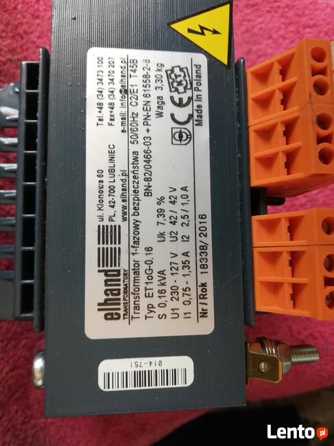 Transformator Elhand , 1-fazowy, bezpieczeństwa , S 0,16 kVA