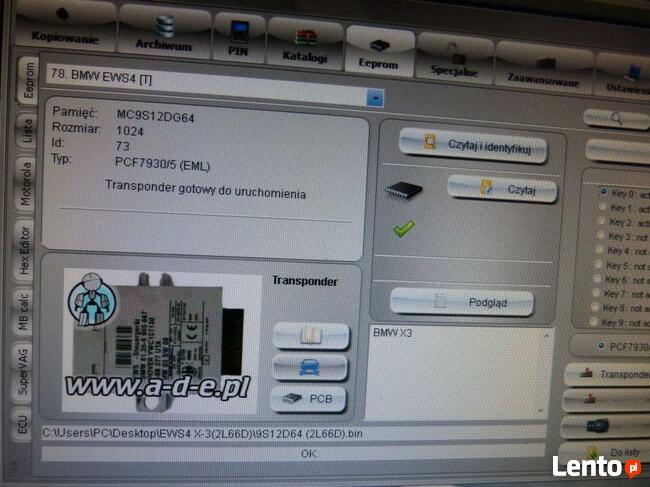 Kodowanie kluczyka BMW E46 X3 Rover 75 Mielec tel. 60075590