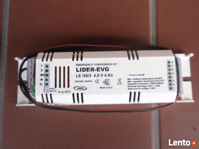 Moduł zasilania awaryjnego LIDER-EVG LE/58/3 4,8V, 4Ah AWEX