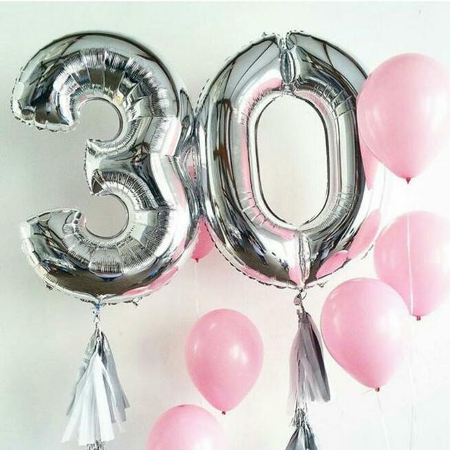 Balon foliowy-cyfra cyferka. W kształcie cyfry złote srebrne