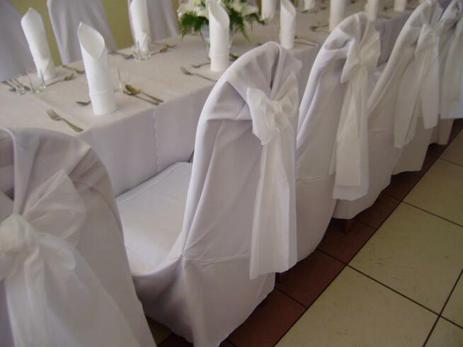 Pokrowce na krzesła ISO lub wysokie BIAŁE - wypożyczenie