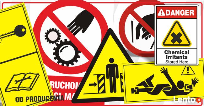 Naklejki na maszyny ostrzegawcze piktogramy każdy rodzaj