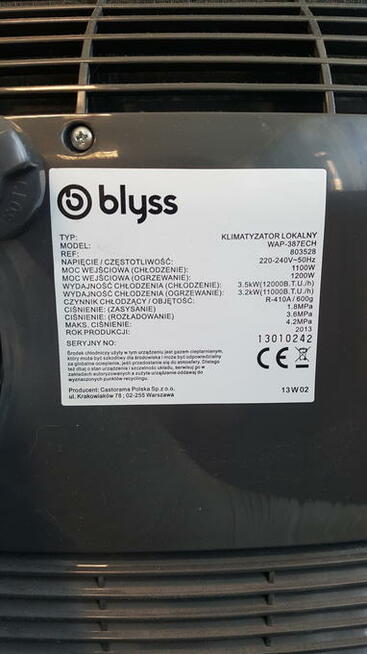 Klimatyzator przenośny BLYSS WAP-387ECH