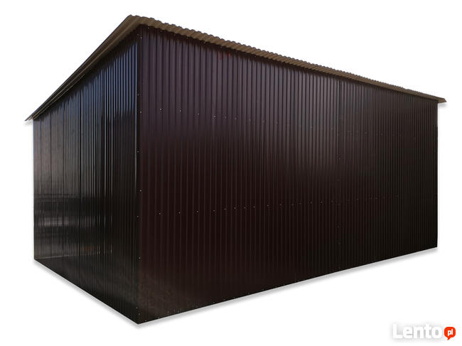 Garaż blaszany z bramą, jednospadowy dach, blaszak wiata 7x8