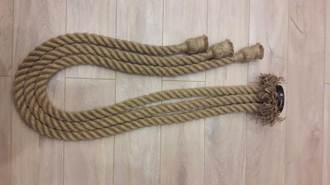 Lampa wisząca z liny 3 ramiona żyrandol pająk 160cm handmade