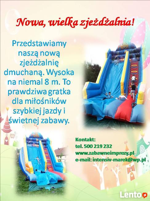Imprezy dla dzieci, klaun, zamek dmuchany, zjeżdżalnia