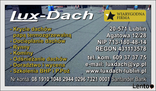 Dachy -Krycie Papą termozgrzewalną - Lublin
