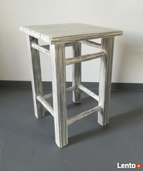biały stylizowany taboret kuchenny drewniany taborety stołki