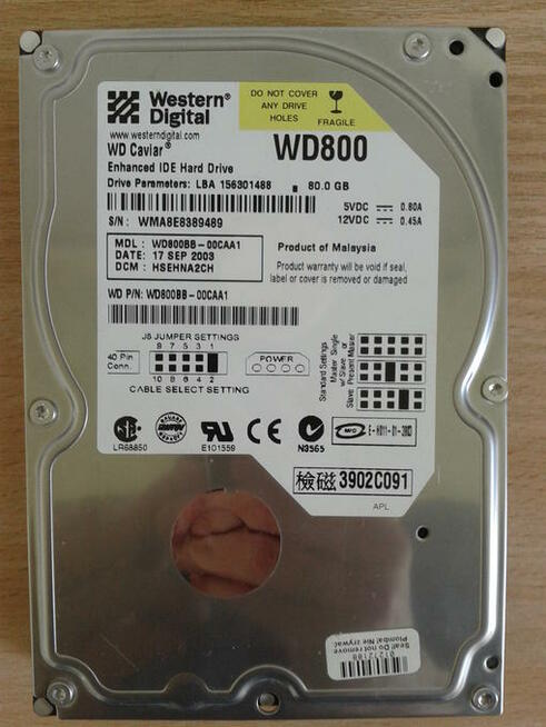 Dysk twardy HDD 3,5 ATA - 80 GB - Western Digital