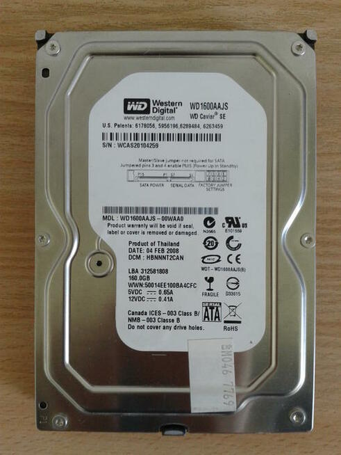 Dysk twardy HDD 3,5 SATA - 160 GB - Western Digital