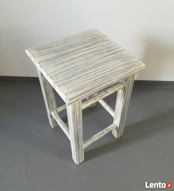 biały stylizowany taboret kuchenny drewniany taborety stołki
