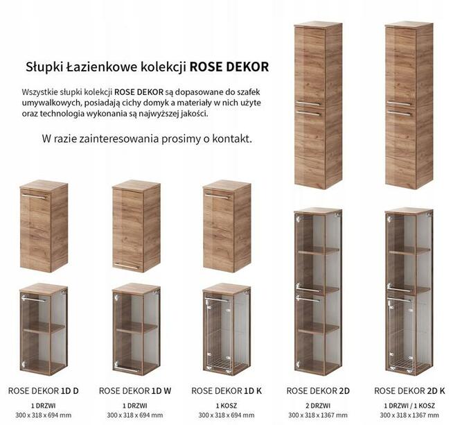 Szafka Łazienkowa z Podwójną Umywalką Wisząca ROSE DEKOR 120