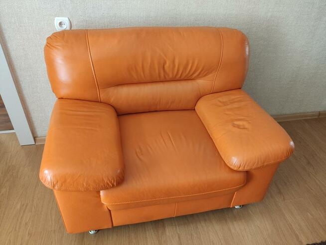 Narożnik i fotel skóra pomarańczowy