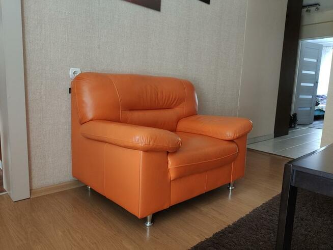 Narożnik i fotel skóra pomarańczowy