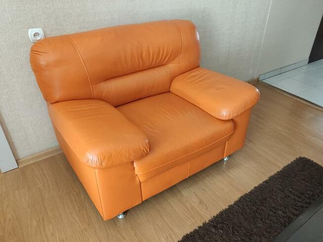 Narożnik i fotel skóra pomarańczowy
