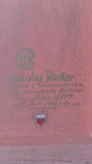 S P R Z E D A M piękny obraz DAMA Z GRONOSTAJEM /olej pł