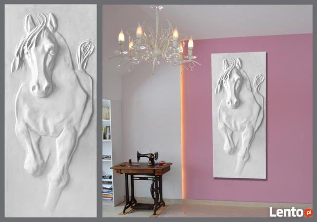 płaskorzeźba gipsowa dekoracja ścienna Panel 3D koń 1 rzeźba