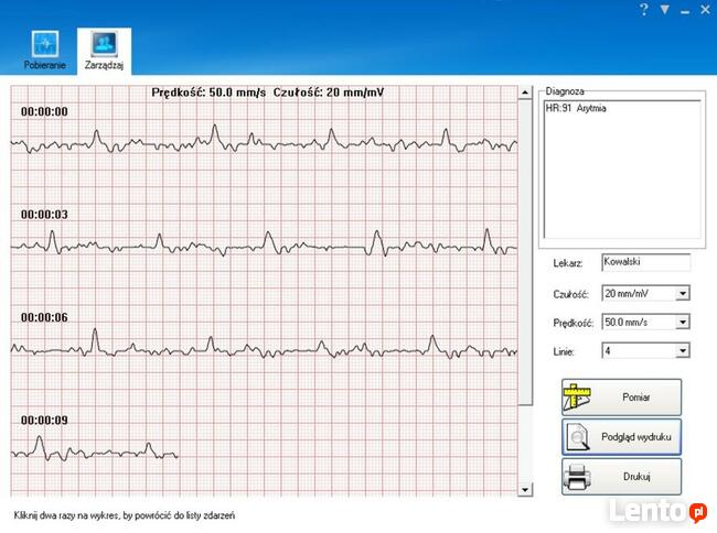 Przenośny MONITOR APARAT EKG polskie menu software