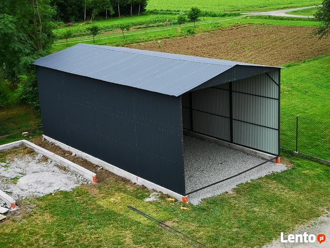 Garaż blaszany z bramą dwuskrzydłową 5x10m hala, wiata