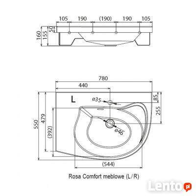 Ravak Rosa Comfort L XJ8L11N0000 umywalka