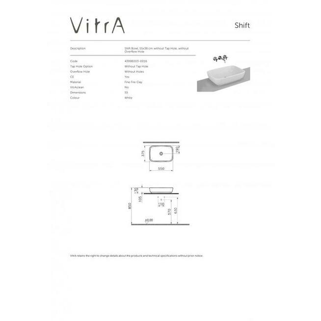 Раковина vitra shift 7075b003 0016 55 см в интерьере