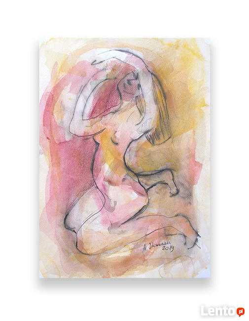 rysunek z aktem, kobieta grafika malowana ręcznie