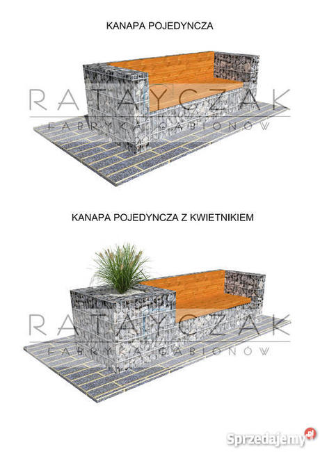 Kanapa narożna meble ogrodowe gabion gabiony