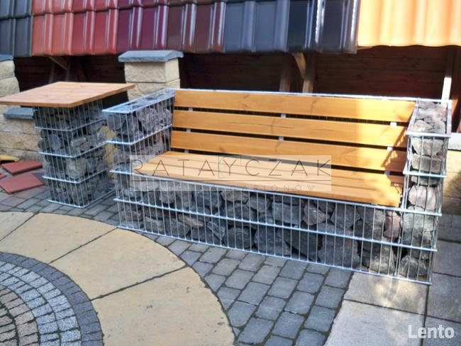 Meble ogrodowe stół ławka taboret gabiony