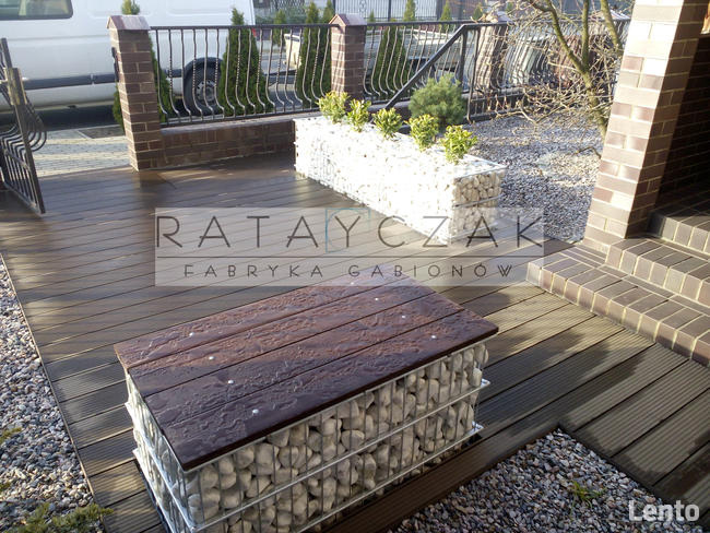 Meble ogrodowe stół ławka taboret gabiony