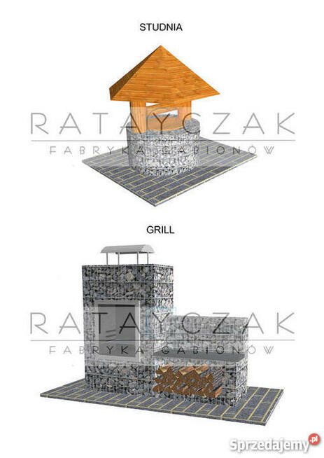 Meble ogrodowe stół ławka taboret gabiony