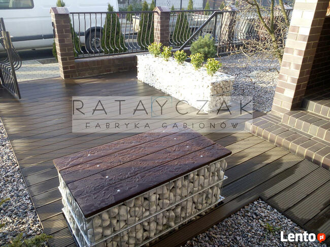 Meble ogrodowe stół ławka taboret gabiony