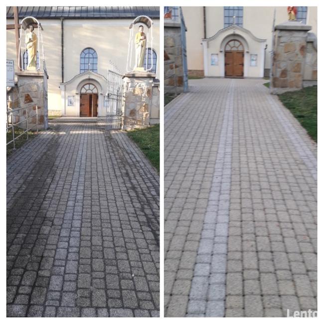 Mycie kostki, elewacji, wycinka drzew, koszenie, rębak,