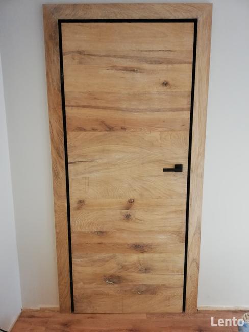 DRZWI DREWNIANE DĘBOWE LOFTOWE DREWNO SZCZOTKOWANE