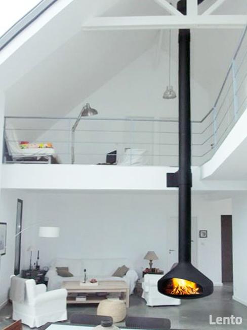 Ekskluzywny kominek wiszący, obrotowy FOCUS model ERGOFOCUS