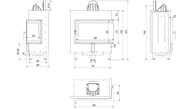 Kominek narożny wkład kominkowy Kratki.pl LUCY 14 lewy BS