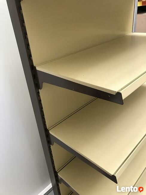 Regał sklepowy metalowy przyścienny magazynowy do warsztatu