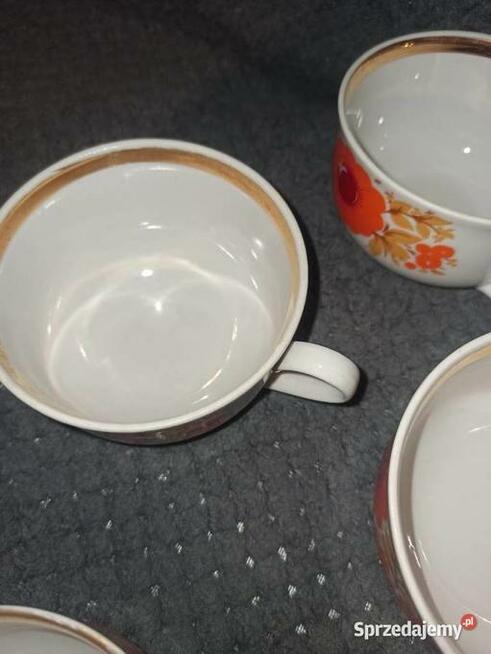4 filiżanki do kawy herbaty * porcelana PRL w kwiaty maki