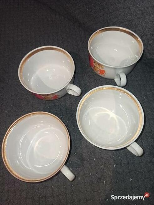 4 filiżanki do kawy herbaty * porcelana PRL w kwiaty maki