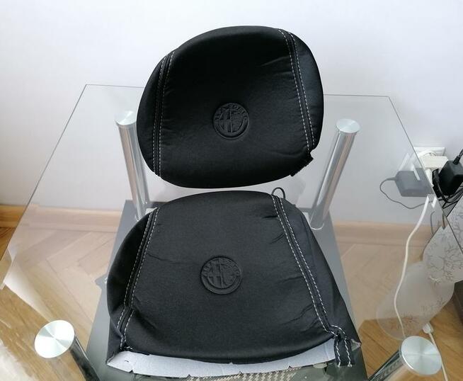 NOWE CZARNE POSZYCIE POKROWIEC ZAGŁÓWKA FOTELA ALFA ROMEO